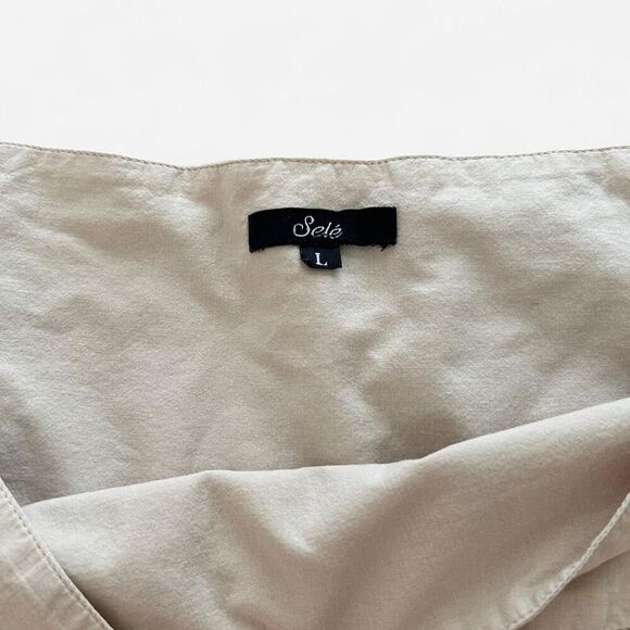 Vintage y2k cotton cream ivory ruffle pleated skirt size large - Picture 4 of 7